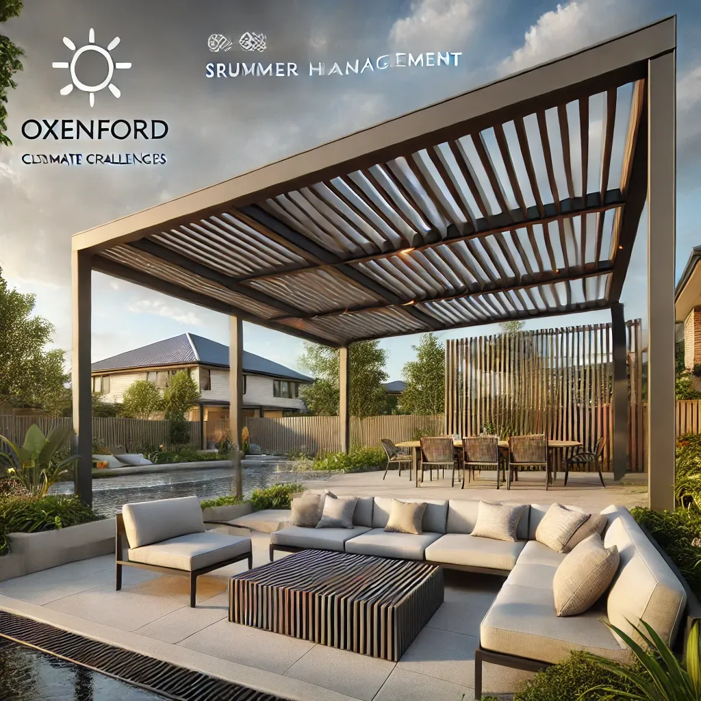 Custom pergola built with heat management and storm-resistant features