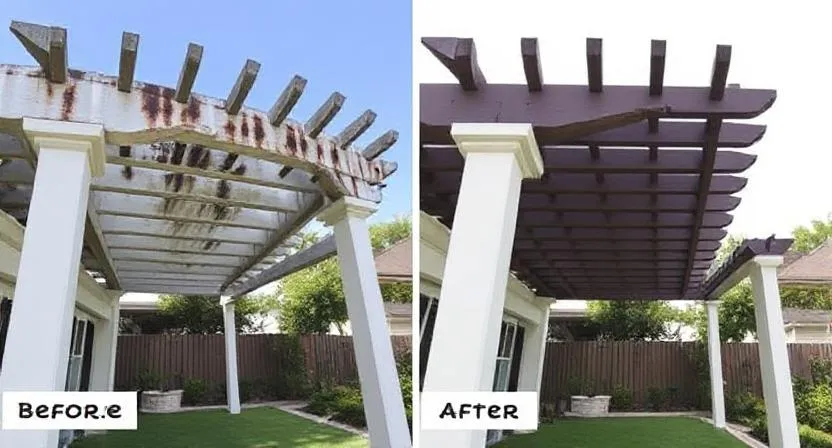 Pergola Lifespan at Burleigh Waters Dramatic Before After Restoration on Residential Gold Coast Property