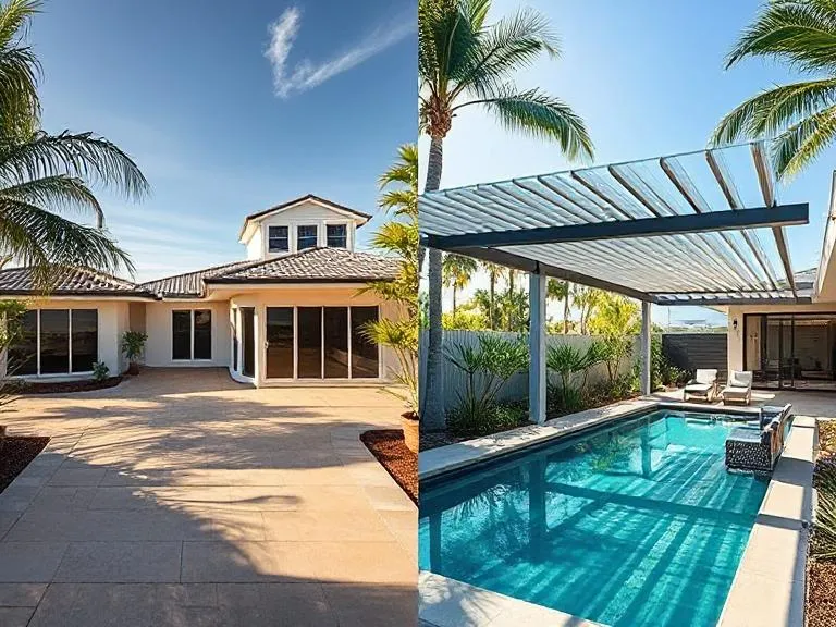 Pergolas Gold Coast – Backyard Transformation Before and After with Modern Louvered Pergola