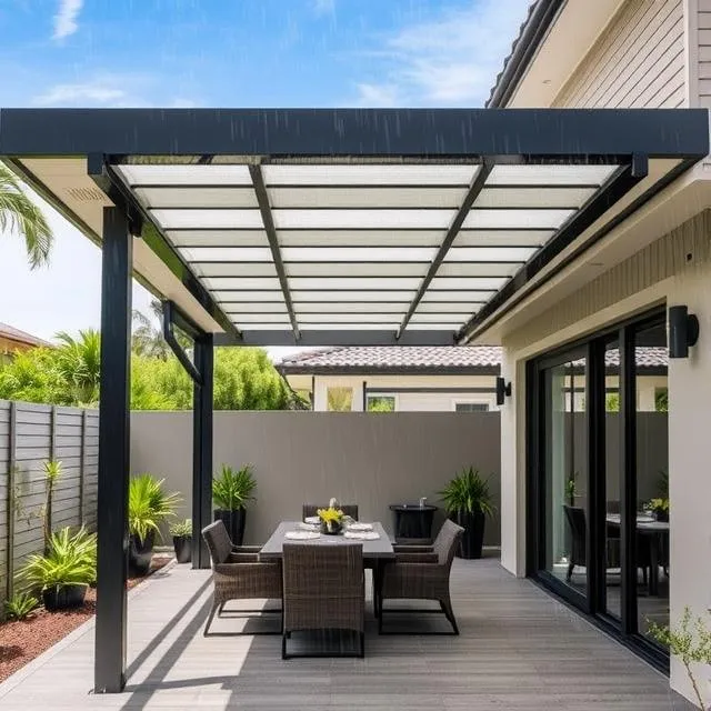 Smart Automated Pergola with Rain Sensor in Modern Gold Coast Outdoor Area