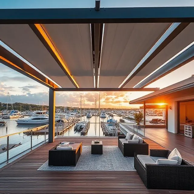 Smart Pergola Control Panel and App Interface with Automated Louvre System