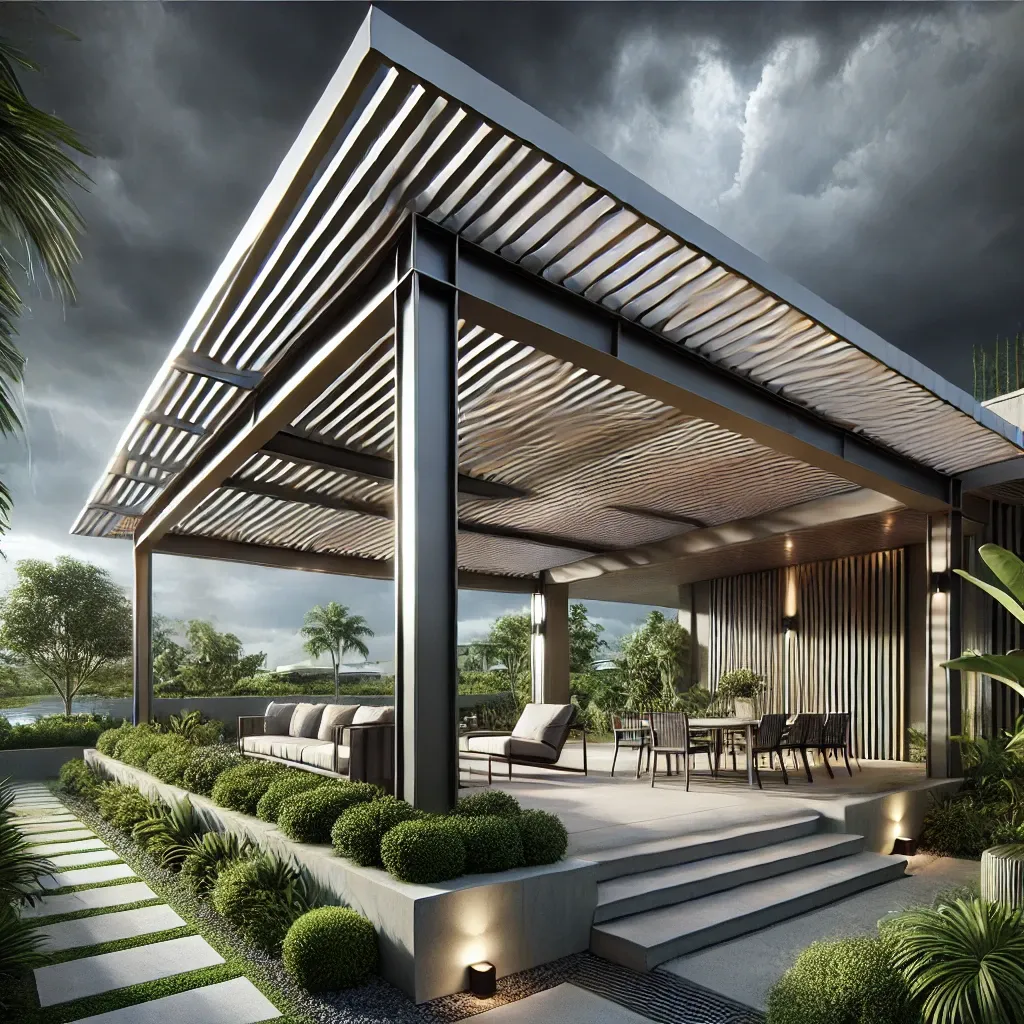 Modern pergola with weather-resistant materials and sturdy structure in Queensland