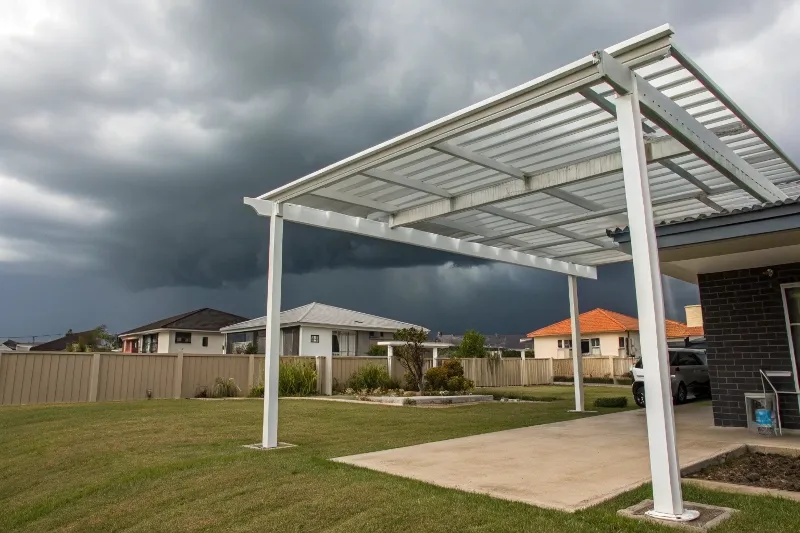 A modern aluminum pergola in robina backyard with