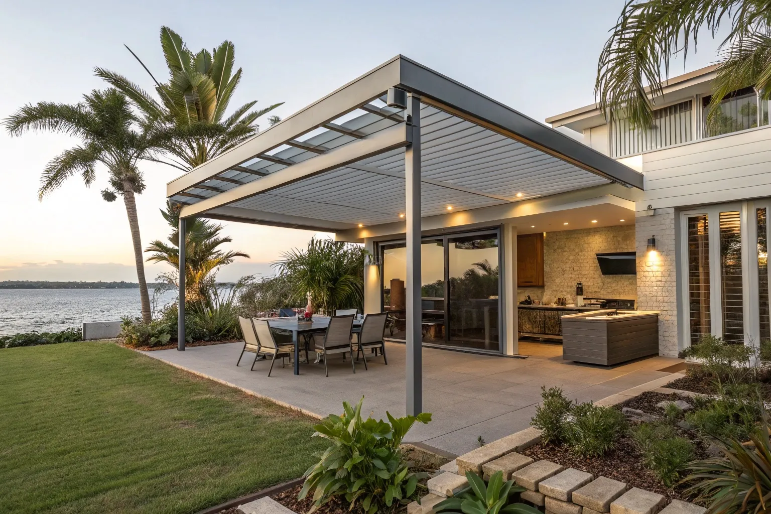 Beautiful aluminum pergola installation in a typic