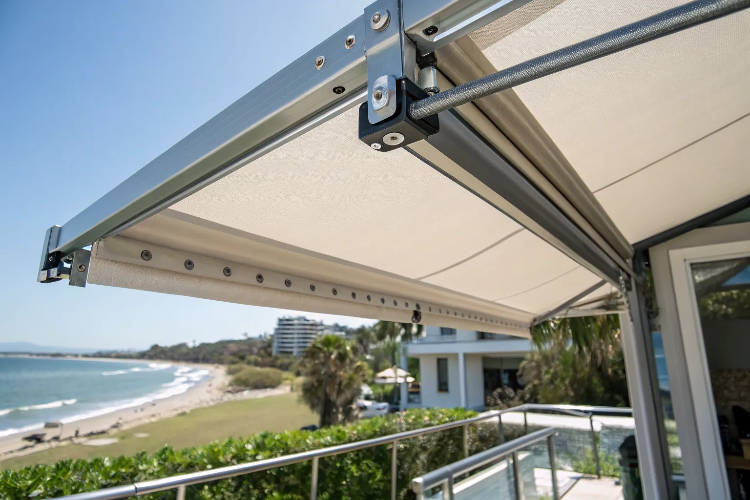 Close up detail shot of premium awning constructio