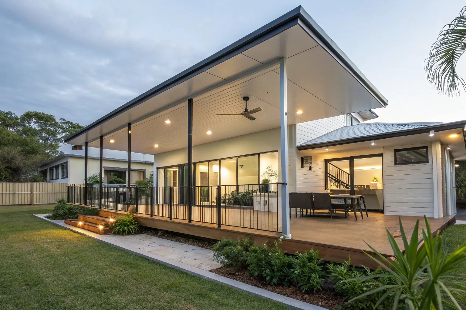 Flat roof verandah with a sleek, contemporary design on a Gold Coast home