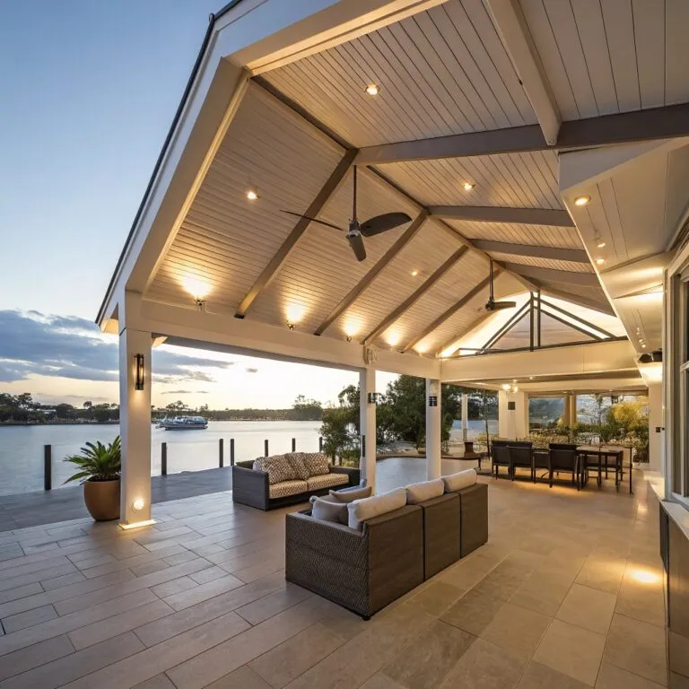 Gable-roof patio at a Paradise Point home