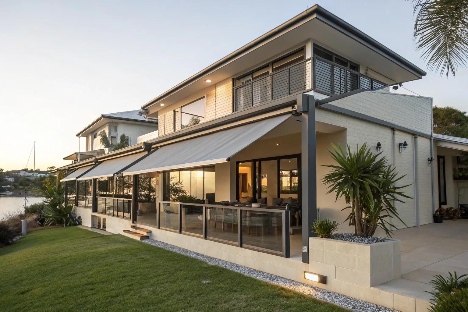 Gold coast home with awnings strategically install