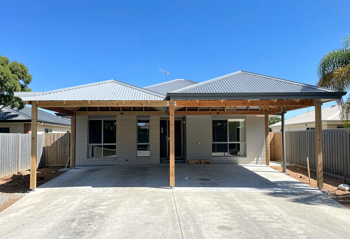modern Australian home with a carport extension in progress
