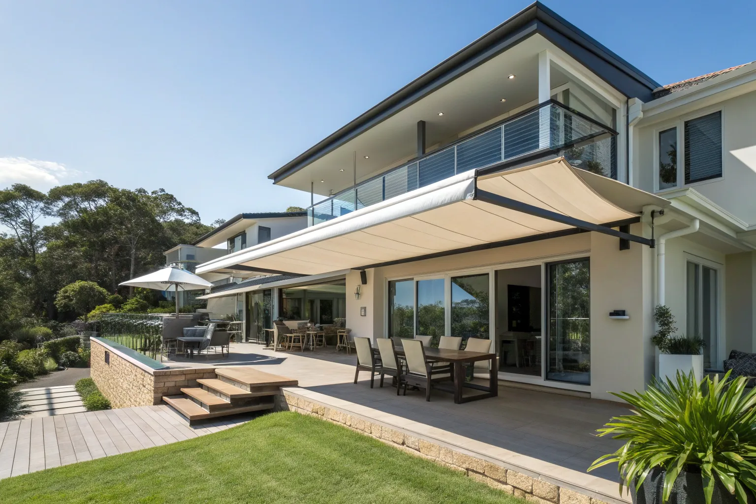Modern gold coast home exterior showing three diff