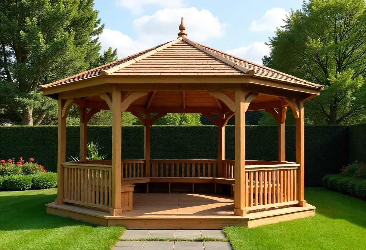 octagonal gazebo in a lush Gold Coast garden