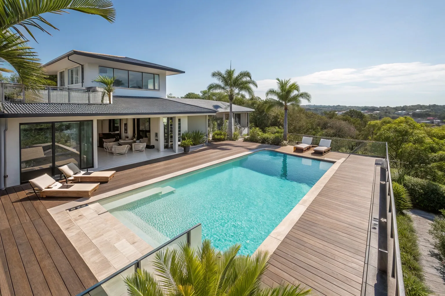 Modern Gold Coast pool surrounded by weather-resistant composite decking