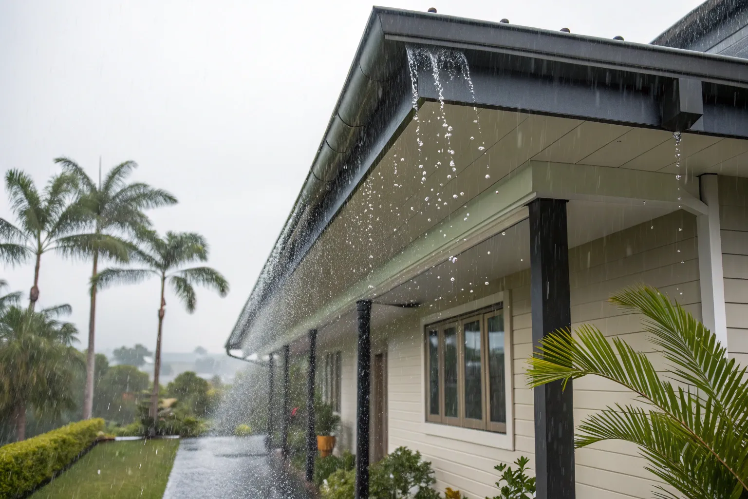 Professional photograph of house eaves protecting