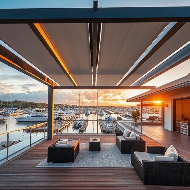 Smart Pergola Control Panel and App Interface with Automated Louvre System