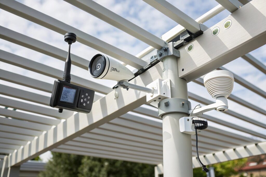 Advanced weather sensors integrated into smart pergola system for automated climate response