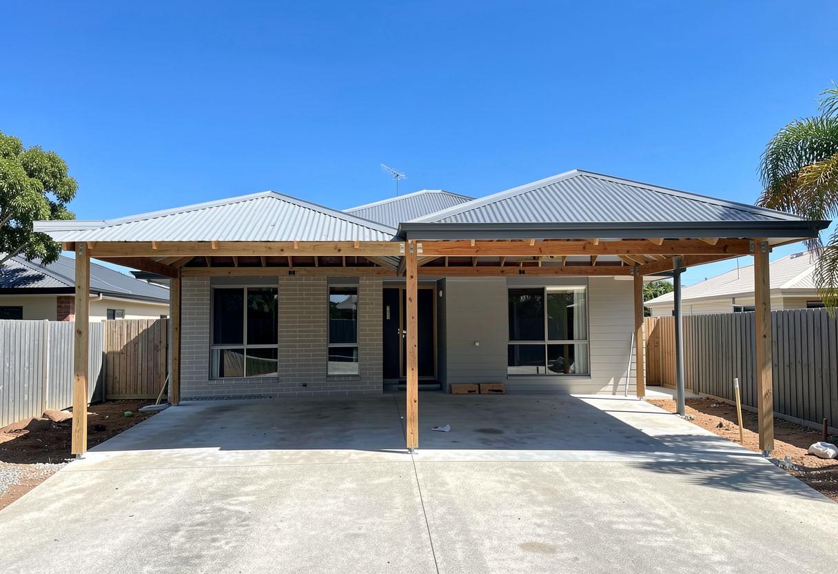 modern Australian home with a carport extension in progress